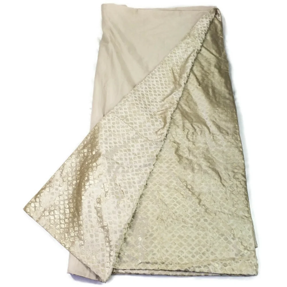West Elm Gold Luster Velvet Diamond Print Full/Queen Duvet Cover EUC